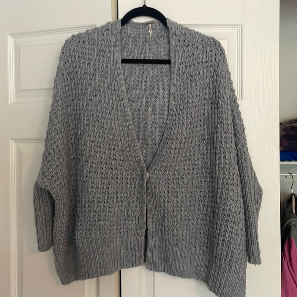 Free people gray sweater with one button